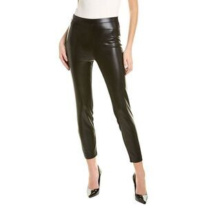 St John NWT Black Leather Front Contrast Skinny Pants‎ Women Size Medium Pull On